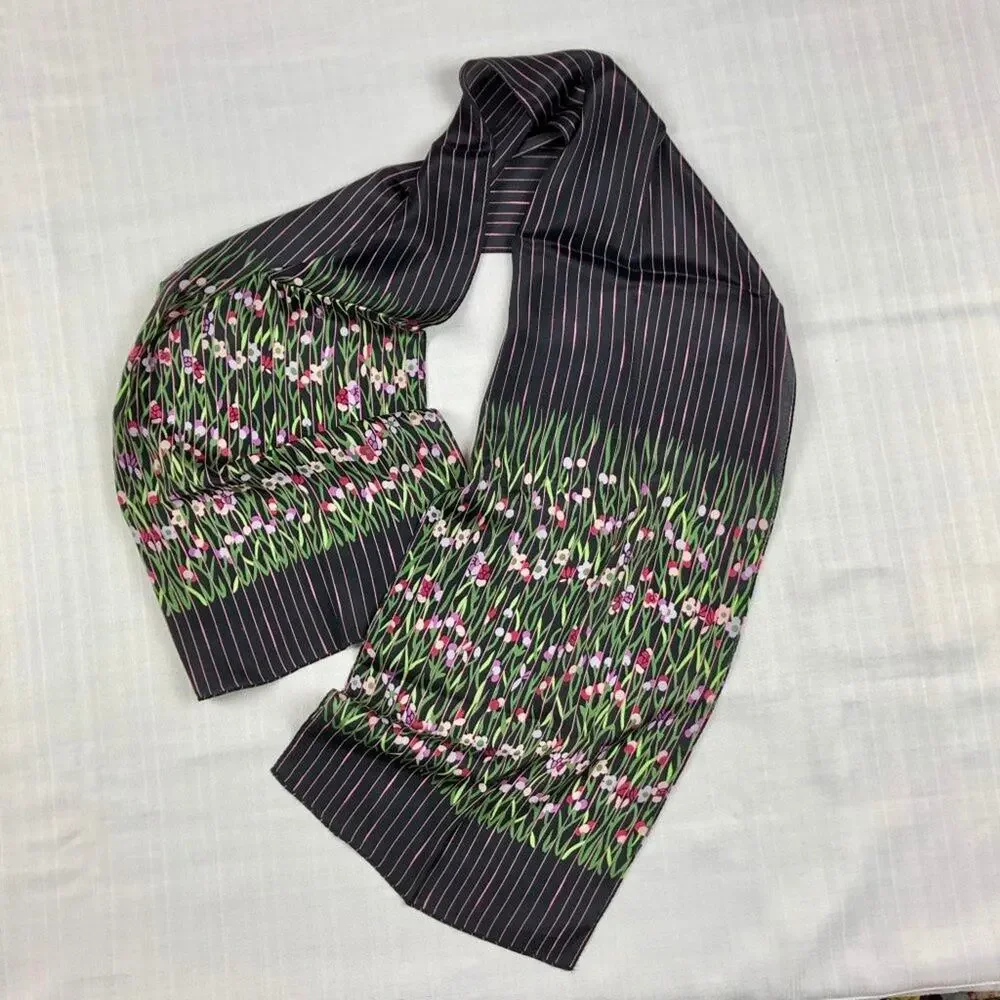 Vintage floral & stripes oblong scarf
